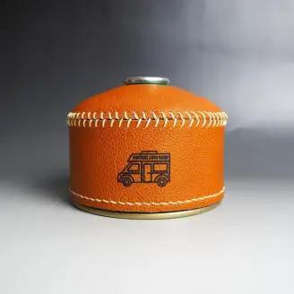 心躍るリアルレザーの質感！　牛革OD缶カバー BROWN（野口オートキャンプ場）