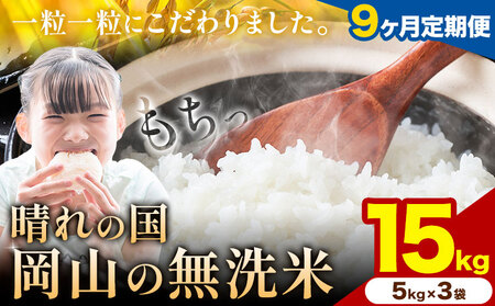 【9ヶ月定期便】晴れの国岡山の無洗米 15kg 《申し込み翌月から発送》