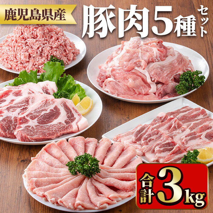 【ふるさと納税】鹿児島県産豚肉セット(合計3kg) 国産 九州産 鹿児島県産 豚肉 ぶた肉 肉 肩ロース 豚バラ 豚ばら バラ肉 ばら肉 切落し 切り落とし ミンチ 豚しゃぶ しゃぶしゃぶ ロースカツ とんかつ トンカツ 焼き肉 焼肉 小分け セット 冷凍 【TRINITY】