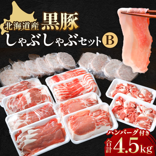 北海道　黒豚しゃぶしゃぶBセット4.5kg・ハンバーグ10個