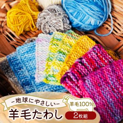 ふるさと納税 安芸高田市 羊毛たわし 約9cm×12cm 2枚組 色柄おまかせ[No5895-0760]