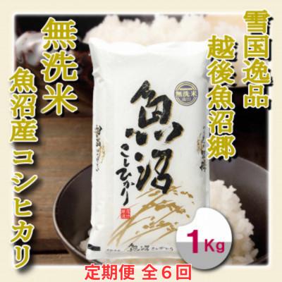 ふるさと納税 魚沼市 【毎月定期便】雪国逸品 《無洗米》1kg　越後魚沼郷 魚沼産コシヒカリ全6回