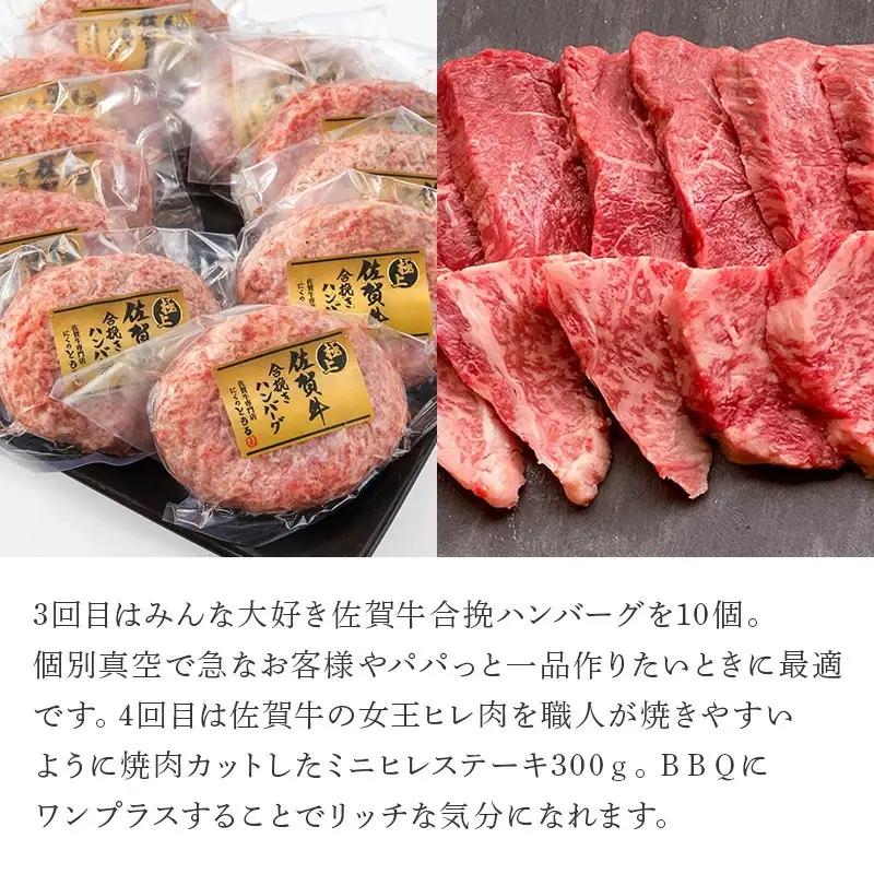 「定期便全6回」 佐賀牛 ステーキ・焼肉・ハンバーグ 寄附翌月から発送 (合計3.96kg)