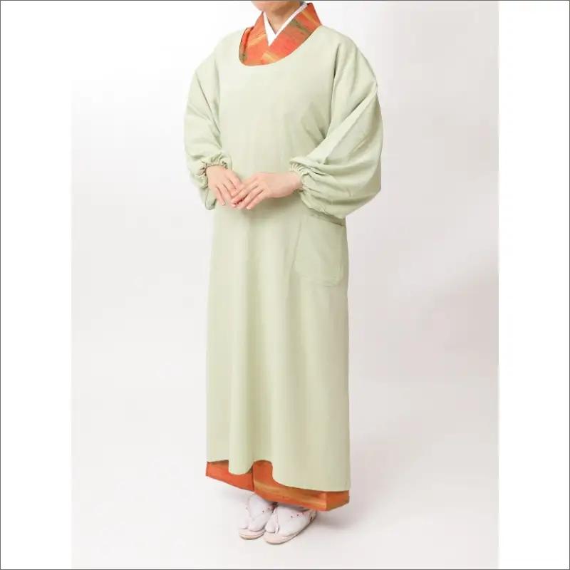 【割烹着】丹後ちりめん割ぽう着 グリーン フリーサイズ ポケット付 キッチン用品 エプロン 割烹着 かっぽうぎ ちりめん 料理 グリーン ふるさと 納税 キッチン用品 丹後ちりめん 縮緬 洗濯OK 撥水効果 国産 日本製 京都 送料無料