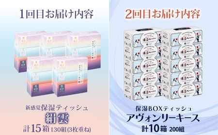 頒布会2回 新保湿ティッシュ 絹雲 ボックスティッシュ 130組( 3枚重ね )×15箱 河野製紙 アヴォンリーキース 10箱 やわらかい まとめ買い 備蓄 日用品 常備品 消耗品 大容量 防災 埼玉