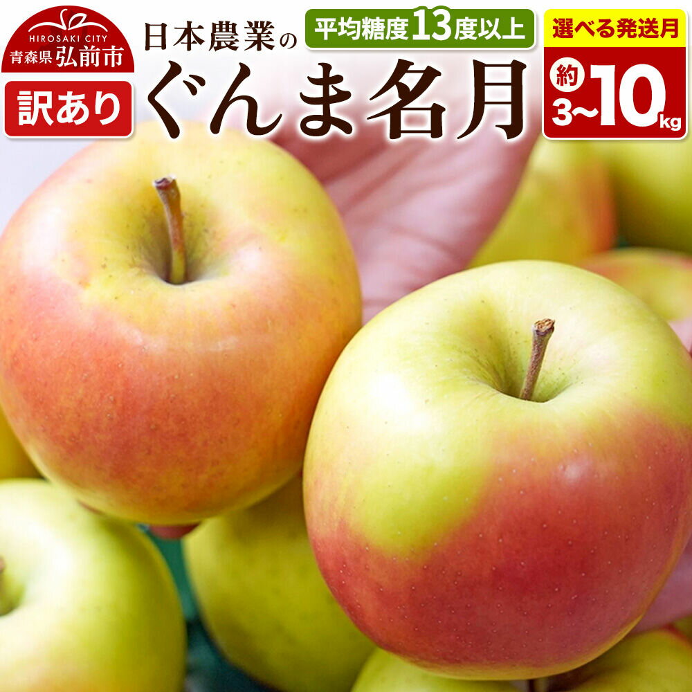 【ふるさと納税】りんご【選べる 26年11月〜27年3月 発送】ぐんま名月【訳あり】【選べる約 3kg／5kg／10kg】平均糖度13度以上 クール便 青森県 弘前市 果物 フルーツ 林檎 リンゴ くだもの 不揃い 規格外 [先行受付 家庭用 産地直送]