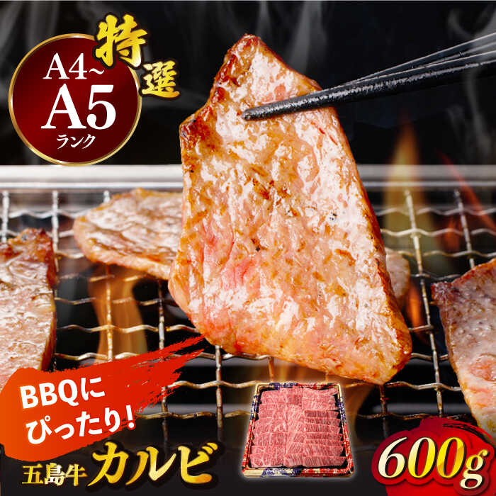 【ふるさと納税】【幻の和牛！とろける肉汁がたまらない…！】 五島牛 特選 カルビ 600g 3人前 小分け 国産 和牛 肉 にく 牛肉 牛 和牛 カルビ 五島牛 A4 A5 すき焼き しゃぶしゃぶ 焼肉 カレー 牛丼 高級 長崎和牛 【カミティバリュー】 [RBP014]