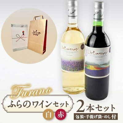 【ふるさと納税】【包装・手提げ袋・のし付き】ふらのワイン (赤・白)720ml×2本セット【1373965】