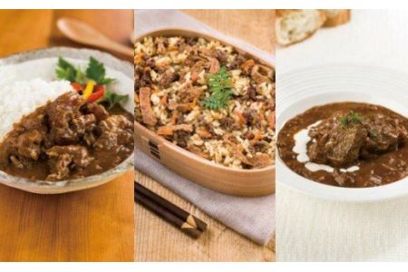 ★７日以内発送★ 山形村短角牛レトルト3点セット｜レトルト食品
