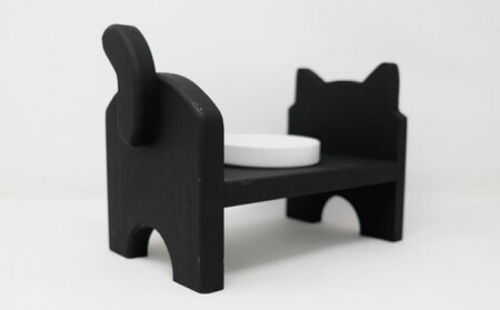 ペット用品 猫ちゃん想いの猫型 フードスタンド・ミニ ブラック ペット 猫 ねこ 