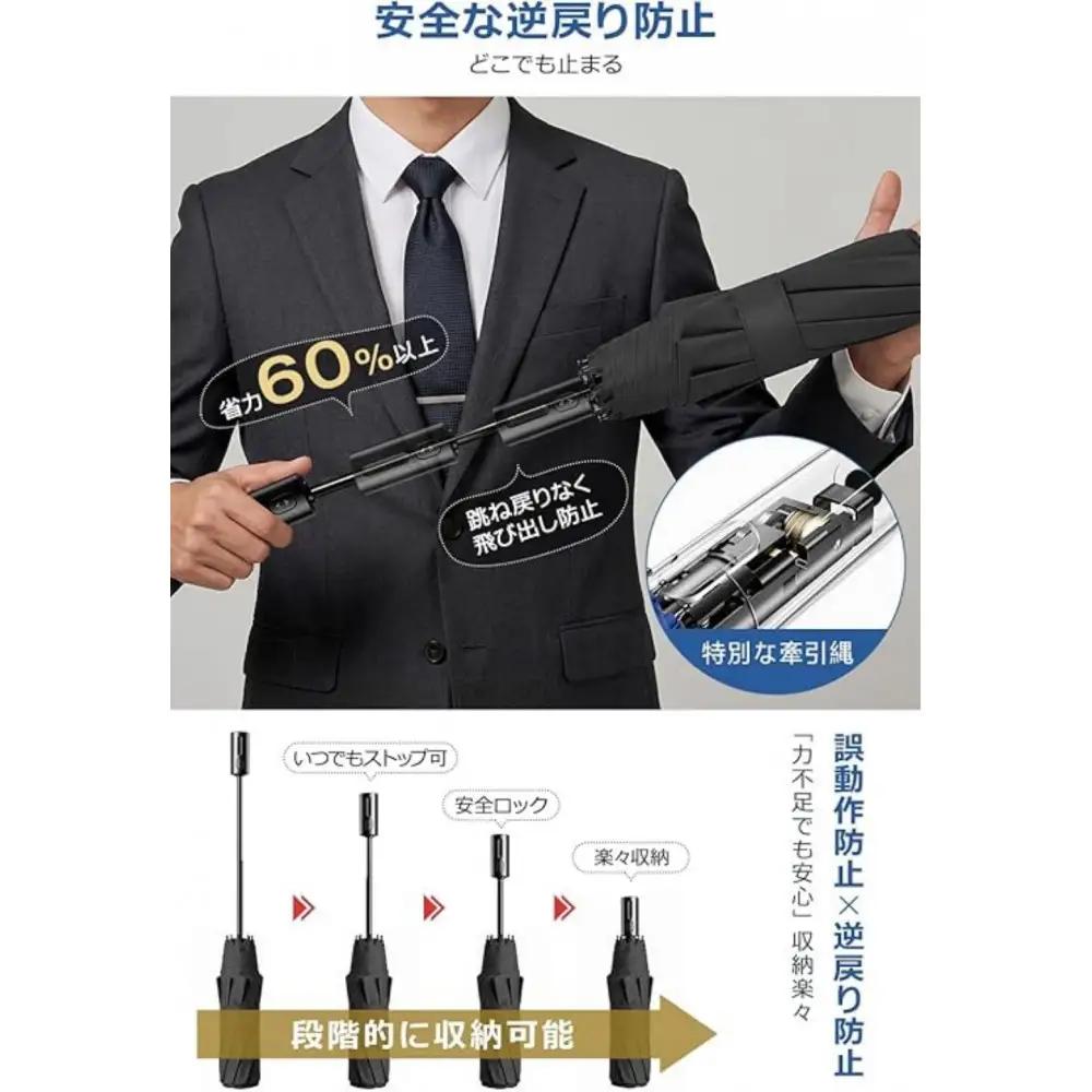 8本骨形状記憶折り畳み傘 ブルー【11100-2629】
