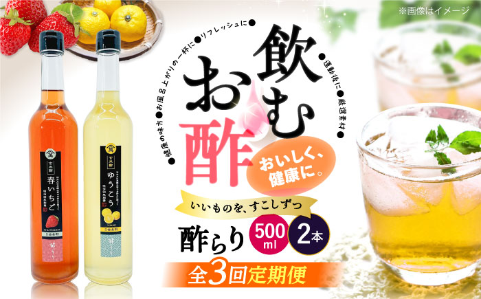 【3回定期便】酢らり 大瓶（いちご・ゆうこう）総計6本＜川添酢造＞ [CDN035]