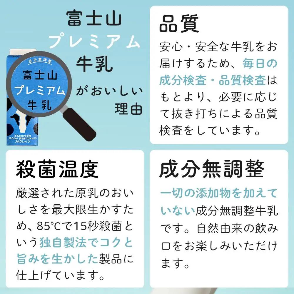 富士山プレミアム牛乳1リットルパック（3本セット×8回）
