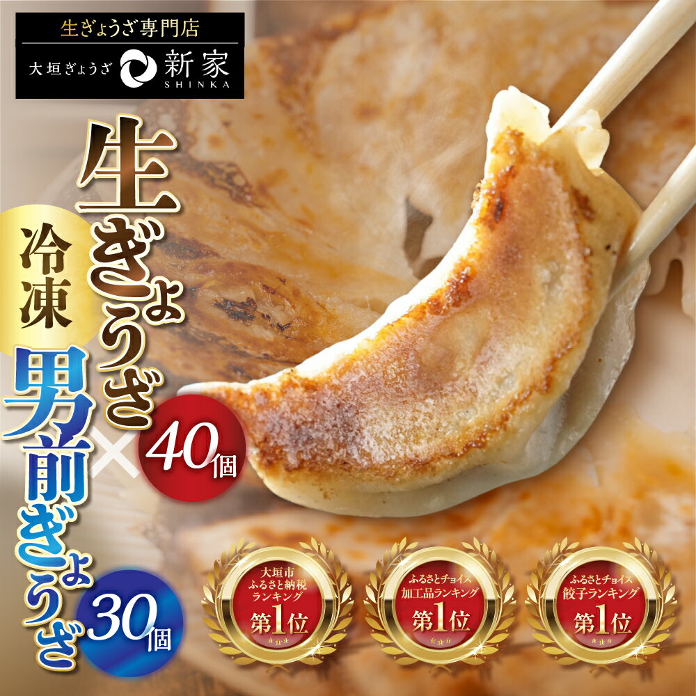 【ふるさと納税】生ぎょうざ専門店「新家」 計70個セット 生餃子 40個 (小分け 20個 2袋) 男前ぎょうざ 30個(小分け 15個 2袋）個包装 国産 素材 ぎょうざ ギョーザ 冷凍餃子 冷食 冷凍食品 惣菜 おかず 中華 人気 ランキング 1万円 10000円 ゼロックス 岐阜県 大垣市