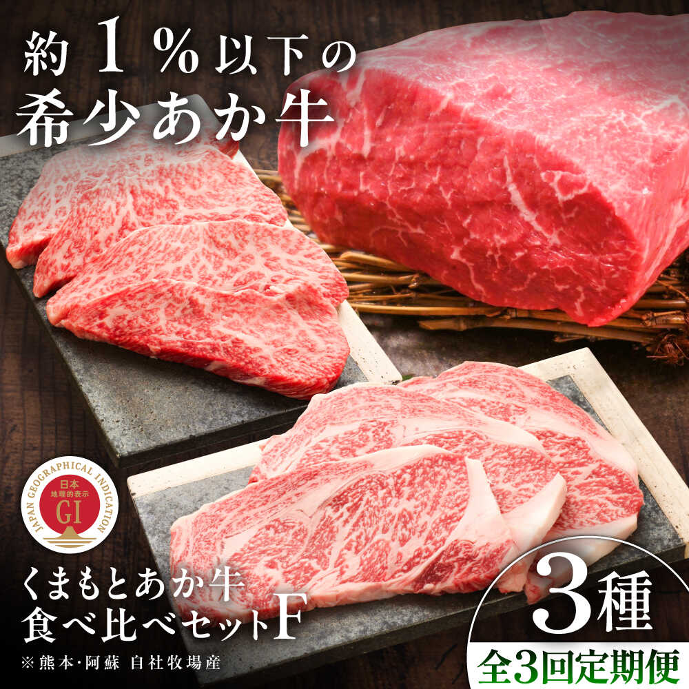 【ふるさと納税】【全3回定期便】【GI認証】くまもとあか牛 食べ比べF / 菊陽町 あかうし 熊本県 肉 にく niku ブランド 旨み くまもとあか牛 和牛 自社牧場 直接 最高 牛 牛肉 ぎゅうにく ぎゅう肉 冷凍 国産 【有限会社 三協畜産】[BHAS031]