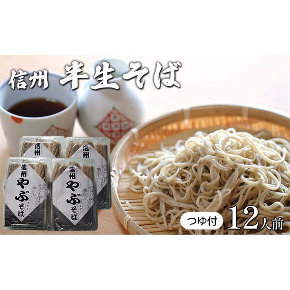 【ふるさと納税】そば処やぶの半生そば　12人前 | 信州 ギフト ご当地 グルメ セット 麺類／そば 蕎麦／生 半生めん ソバ