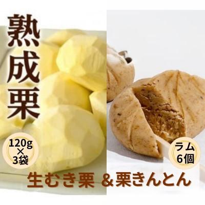 ふるさと納税 筑西市 【 吉原農場 の 完熟栗 】熟成 生むき栗 3袋・栗きんとん1箱セット(ラム6個)【複数個口で配送】