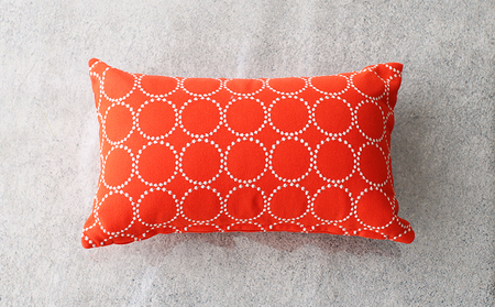 ミニクッション 長方形 タンバリン生地 オレンジ ミニクッション