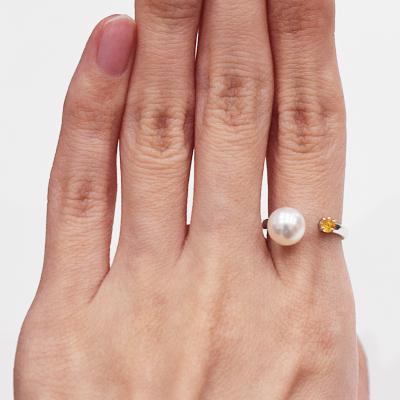 ふるさと納税 天草市 真珠 リング 7.5mm - 8mm ホワイトピンク シトリン (D:11号)_S085-473 |  | 03