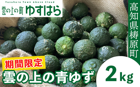 【期間限定】雲の上の青ゆず（２ｋｇ）ユズ 柚子 農薬化学肥料不使用 果物 柑橘 産地直送 ゆずジャム ゆず茶 高知県産 常温便
