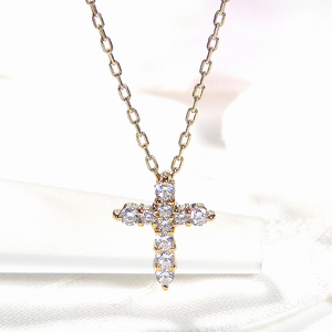 ネックレス K18YG イエローゴールド ダイヤモンド 0.2ct 10石 スイートテン クロス 十字架 ペンダント クリスマス ジュエリー 【f022-k18yg】 ALPAZ185
