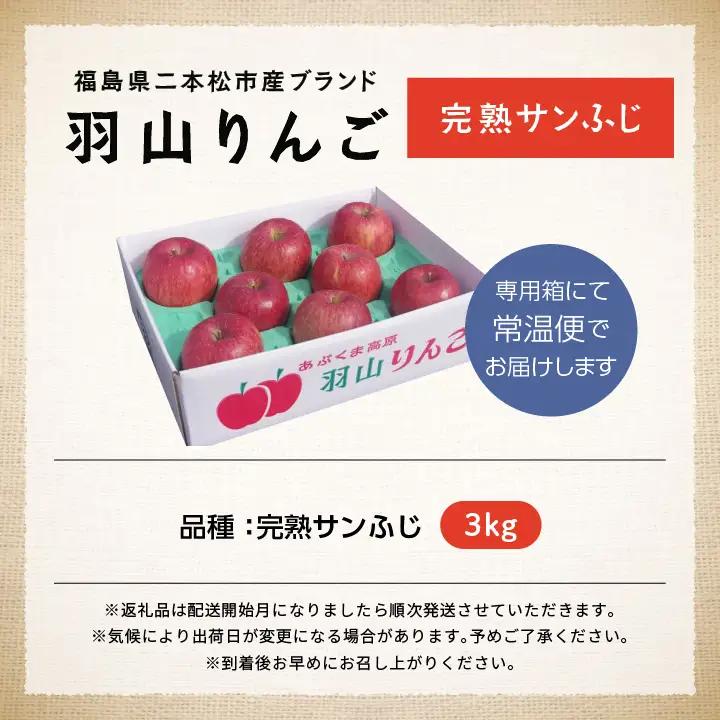 《2026年12月上旬以降順次発送》羽山りんご 完熟サンふじ 3kg【羽山果樹組合】