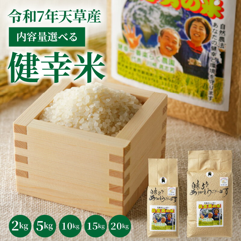 【ふるさと納税】【令和7年産】特別栽培米 健幸米 選べる 2kg 5kg 10kg 15kg 20kg 眞志男の米 白米 単一原料米 肥料不使用 コシヒカリ ご飯 お米 ミネラル補給 天然にがり 自然の恵み お米の甘さ 太陽 水 大地の力 特別農法 熊本県 天草市 お取り寄せ 送料無料