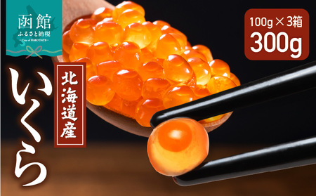北海道産 いくら 内容量 100g × 3箱 醤油漬け 新鮮 瞬間凍結 ガスパック方式 できたて 色 香り 味 本場 いくら丼 魚卵 海鮮 自然解凍 簡単 夕食 晩ごはん 小分け パック 便利 冷凍 食品 お取り寄せ お取り寄せグルメ 北海道 函館市 送料無料_HD117-031