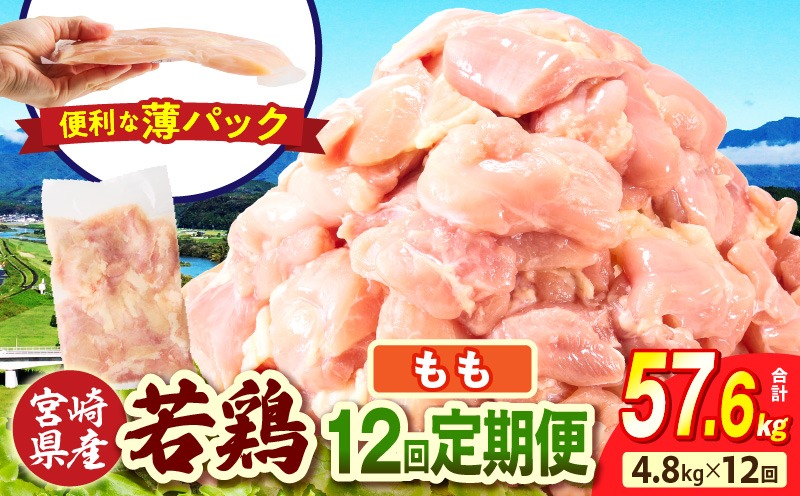 宮崎県産 若鶏切身もも肉 4.8kg（300g×16袋）【12か月定期便】 肉 お肉 精肉 鶏肉 鶏 鳥 とり とりにく 若鶏 若鳥 もも モモ肉 切身 カット済み 小分け パック 便利 からあげ お弁当 おかず 宮崎県産 宮崎産 国産 冷凍 定期便 おすそ分け_b0792_it_x2