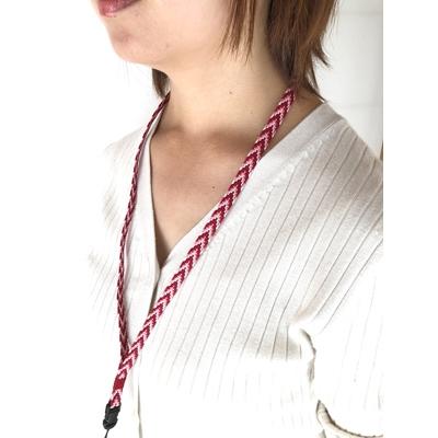 ふるさと納税 伊賀市 (組紐)クリップ付　ネックストラップ　赤　取外し可能