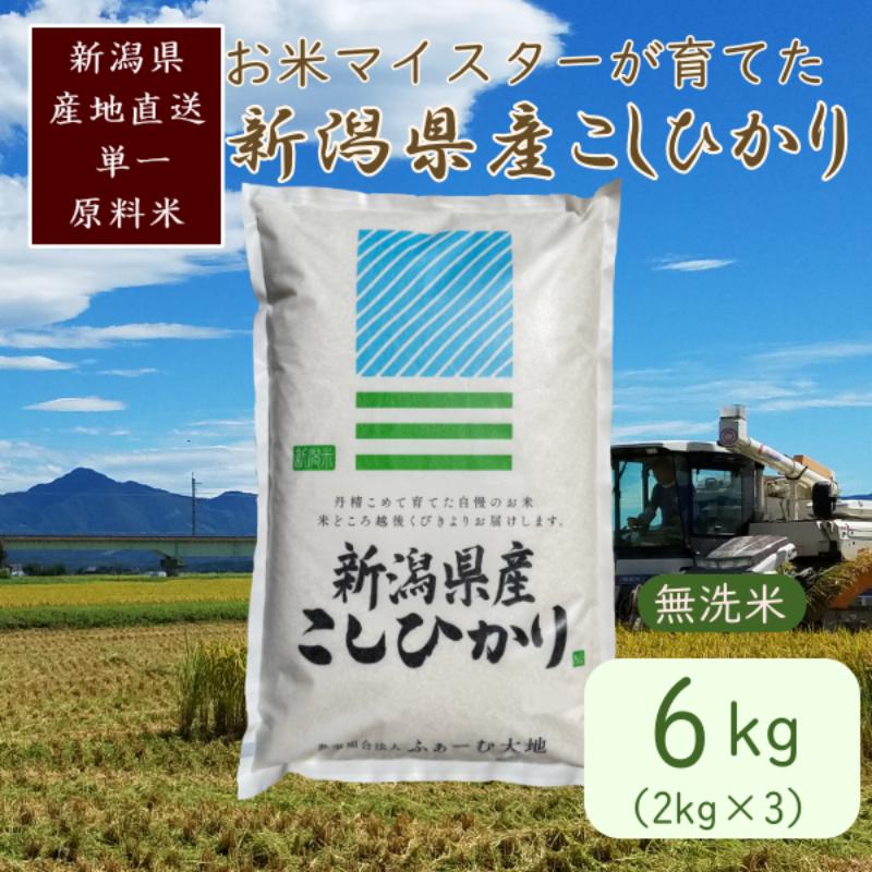 令和7年産 お米マイスターが育てた上越産コシヒカリ6kg(2kg×3)無洗米