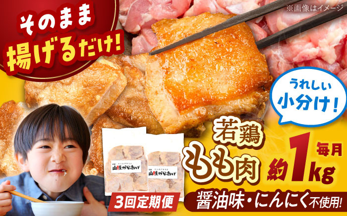 
【全3回定期便】山賊からあげ（骨なし）8個入×2袋 約1.1kg ▼ 大容量 からあげ 1kg 冷凍 唐揚げ から揚げ お弁当 おかず 簡単 おすすめ 人気 鶏肉 若鶏 若どり モモ肉 もも肉 冷凍配送 定期便 桂川町/山賊からあげ桂川店 [ADAP010]

