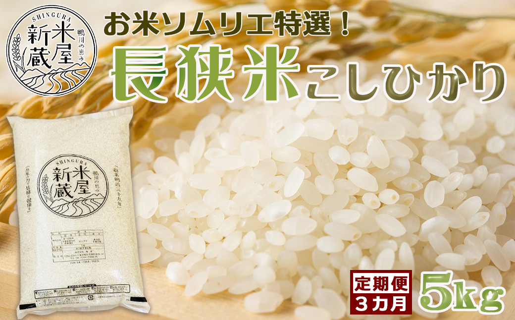 
【米屋新蔵の定期便】お米ソムリエ特選『長狭米コシヒカリ』５kg×３回　[0030-0117]
