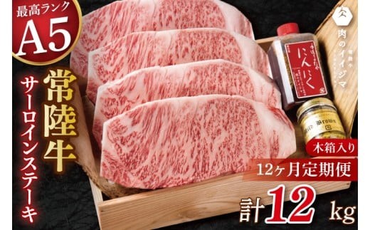 12ヶ月 定期便 サーロインステーキ 250g×4枚 12回 にんにくタレ マスタード付 国産牛 黒毛和牛 父の日 お取り寄せ お祝い 内祝い 出産 結婚 快気祝いプレゼント 誕生日 ギフト対応  茨城県 水戸市 肉のイイジマ（DU-148）