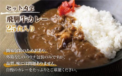 飛騨牛カレー (25袋) | 訳あり 飛騨牛 肉 牛 カレー ビーフカレー 簡易包装 レトルトカレー 人気 おすすめ おいしい 便利 飛騨高山 ふるさと清見 DC008VC13