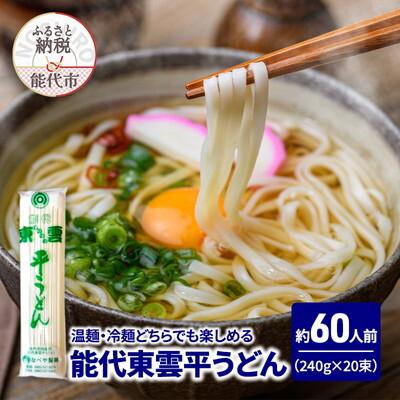ふるさと納税 能代市 うどん 能代東雲平うどん 240g(約3人前)×20束 なべや製麺[No.5335-1363]