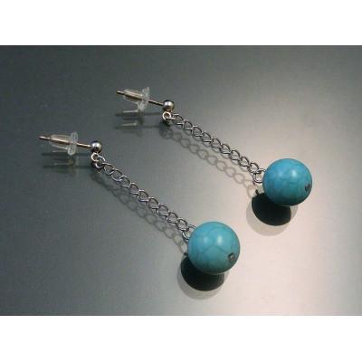 ふるさと納税 和泉市 ターコイズブルーのSwing10mm玉ピアス |  | 01