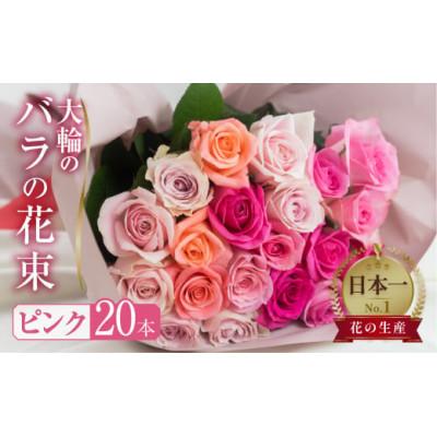 ふるさと納税 田原市 大輪のバラの花束 ピンク 20本 (40cm)