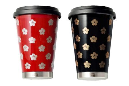 うるしモバイルタンブラー　さくら・黒　工芸品 漆塗