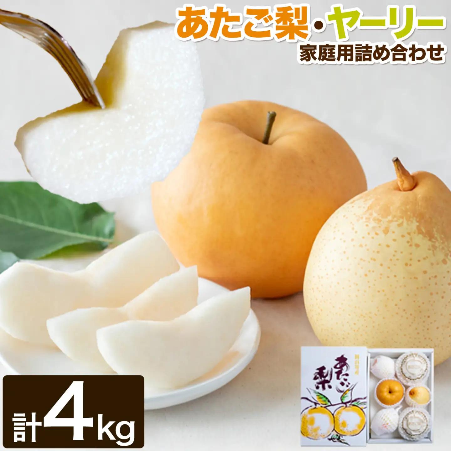 【先行予約】あたご梨2～3玉 ヤーリー3～7玉家庭用詰め合わせ4kg箱 石原果樹園 《11月中旬-12月下旬頃より発送予定》岡山県 浅口市 梨 なし 果物 フルーツ くだもの あたご 訳あり