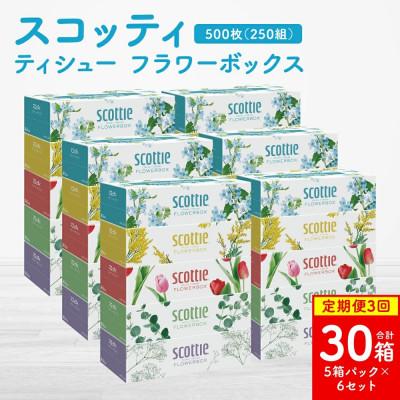 ふるさと納税 八代市 【毎月定期便】【スコッティ】ティシュー フラワーボックス 250組(5箱パック×6 計30箱)全3回