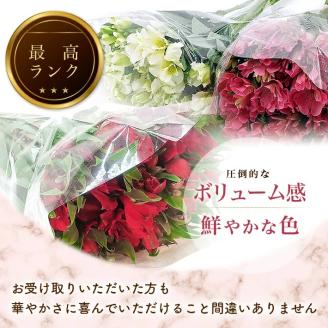 SB0284　アルストロメリアの花束　計30本(白色、ピンク色、赤色/各10本)