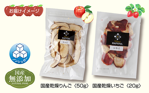 ドライフルーツ 2種(りんご いちご)／乾燥りんご 乾燥いちご 林檎 リンゴ イチゴ 苺 無添加 砂糖不使用 国産 食品 フルーツ 果物 保存食 ギフト グルメ お取り寄せ はぴふる 新潟県 十日町市
