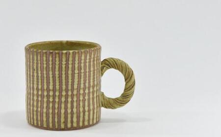  京焼 マグカップ 2種セット「遙白釉＆新羅釉/木賊紋」(ピスタチオグリーン＆黒)  工芸品 伝統工芸 ペア 食器 コップ 電子レンジ 食洗器 OK 宇治田原 京都 