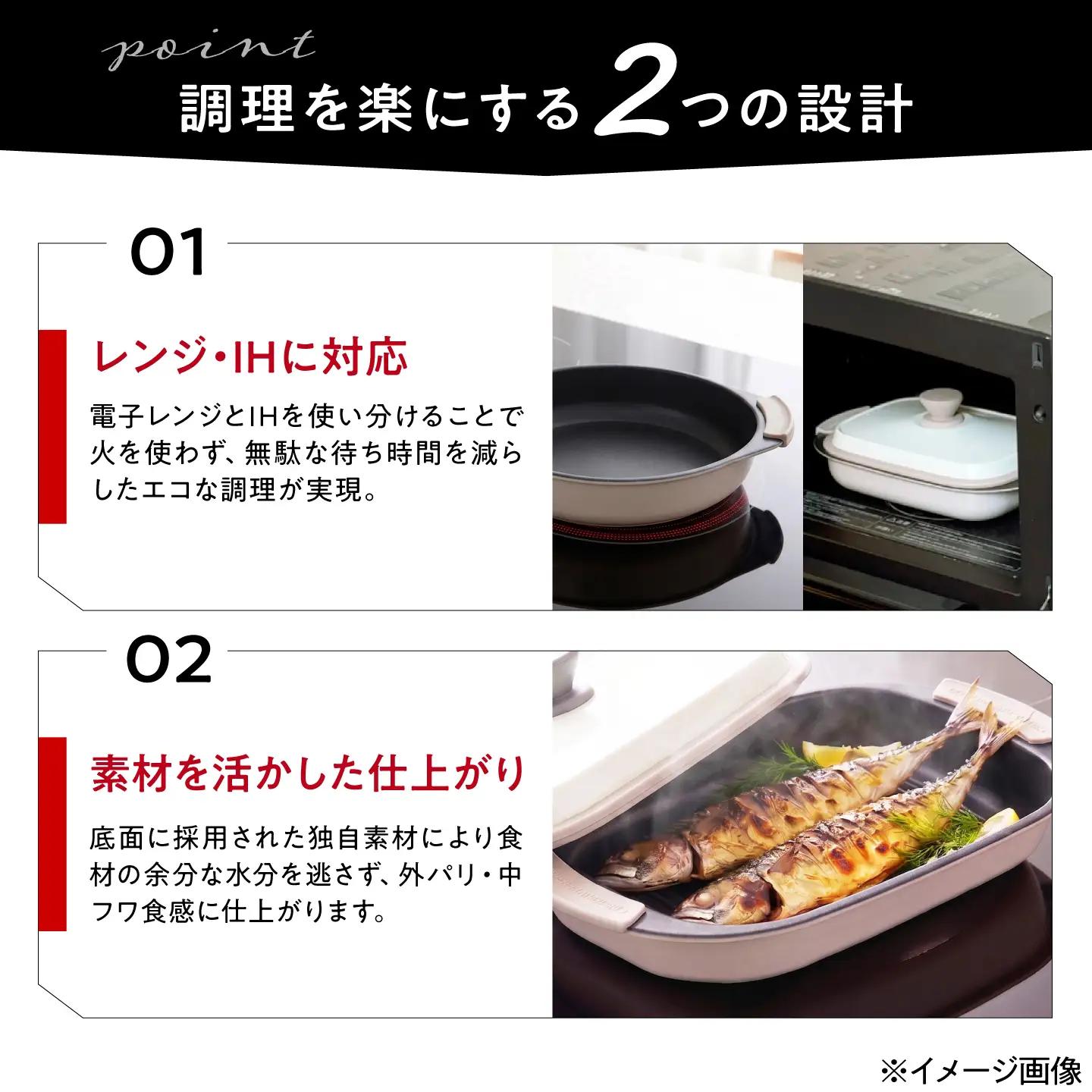 グリルパン 【電子レンジ・IH対応】 角型グリルパン ZUBORA / 調理器具 鍋 電子レンジ対応 食洗機対応 節約 節電 IH対応 IH ズボラ 万能 マルチ キッチン キッチン用品 ギフト プレ