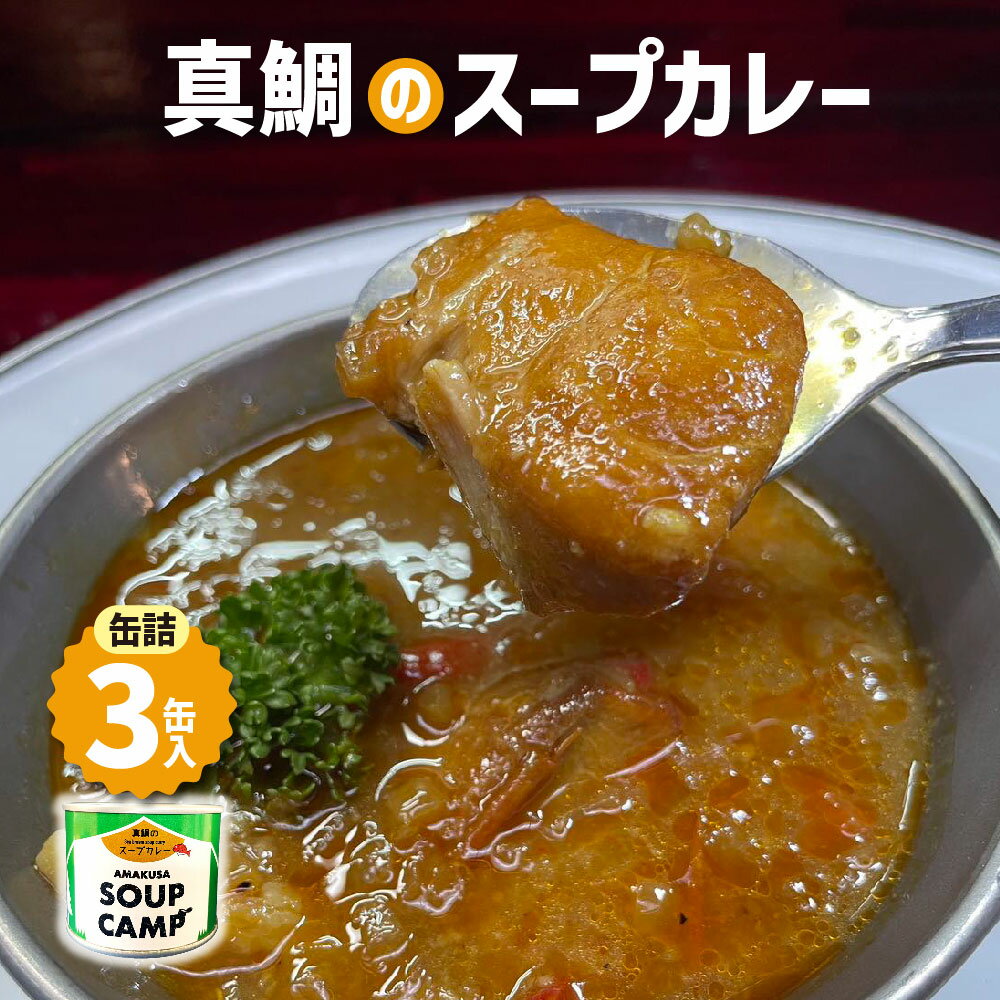 【ふるさと納税】真鯛のスープカレー（缶詰3缶入）《AMAKUSA SOUP CAMP》 計600g 缶詰 真鯛 鯛 タイ スープ スープカレー カレー 保存食 備蓄 熊本県 上天草市 送料無料
