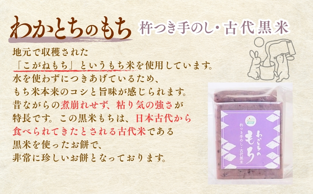 【期間限定】杵つき手のし餅・魚沼「わかとちのもち」黒米もち 500g×1個 Mt.ファームわかとち【0002-0433SV06-01】