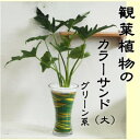 【ふるさと納税】カラーサンド（ガラス花器：大）グリーン系　 植物 インテリア 飾り 緑 部屋 玄関 グリーンインテリア ガラス花器 アート感覚 寄せ植え 1点もの