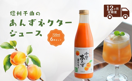 【12か月定期便】信州 千曲のあんずネクター ジュース  720ml 6本セット｜ ジュース 長野県産 千曲市
