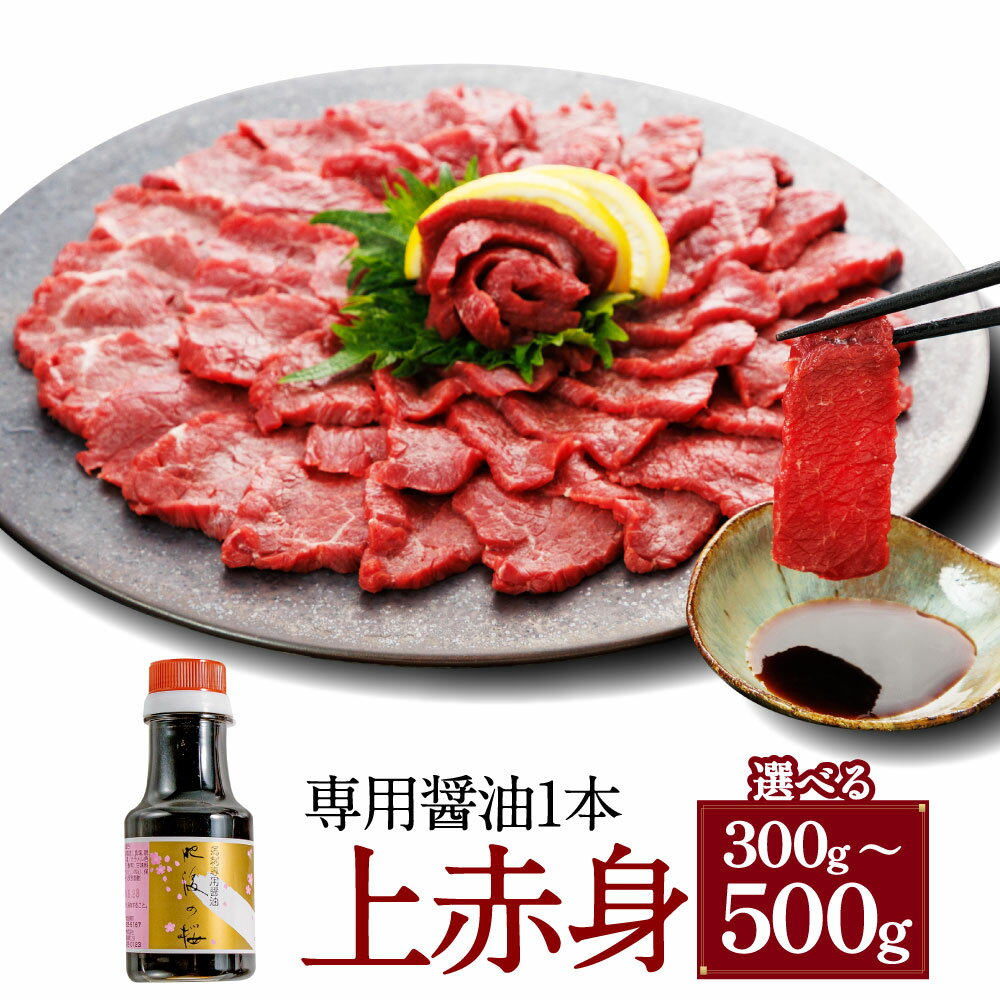 【ふるさと納税】＜選べる内容量＞上赤身 300g・500g 専用醤油1本 馬肉 お肉 馬刺 赤身 しょうゆ 冷凍 熊本県 湯前町 送料無料